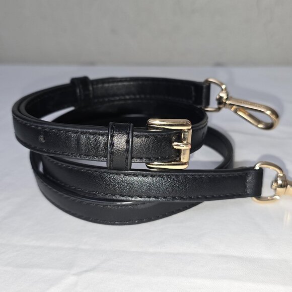 Michael Kors Black Smooth Leather REPLACEMENT STRAP ONLY Gold Hardware - Picture 1 of 3